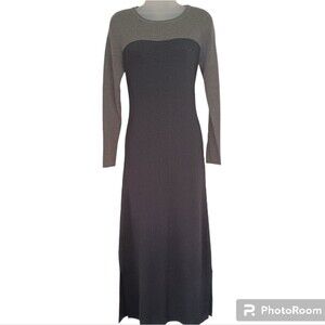 Y2K Freeport Studio Maxi Sweater Dress Black and Grey Color Block Size Small